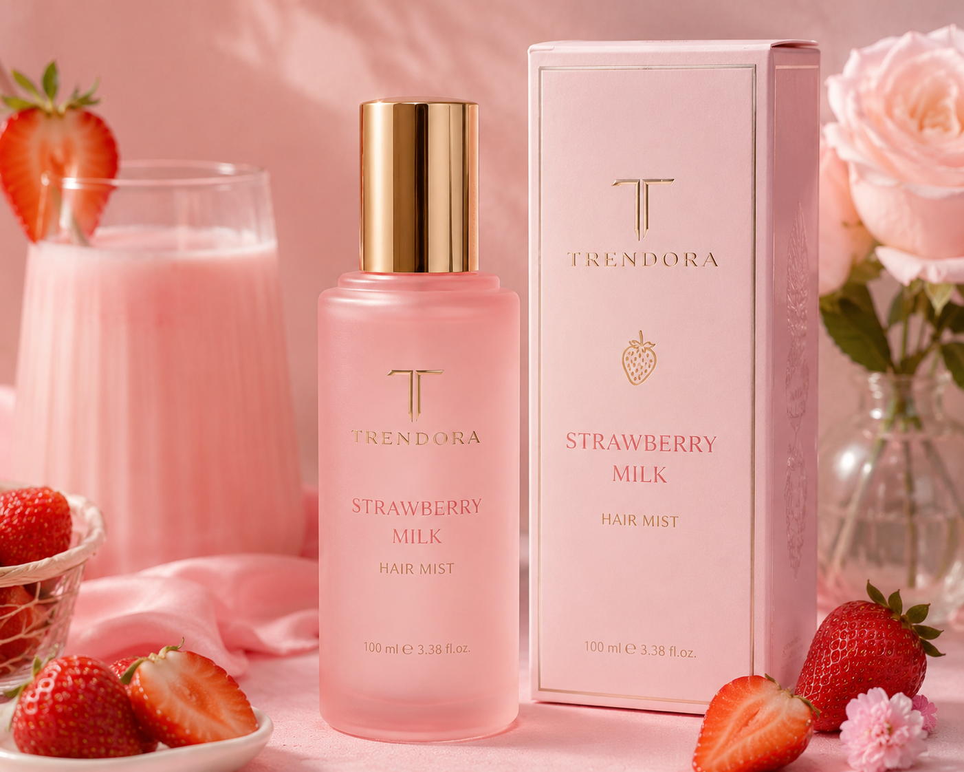 Trendora Strawberry Milk Hair Mist – Parfum Premium pentru Păr 100 ml