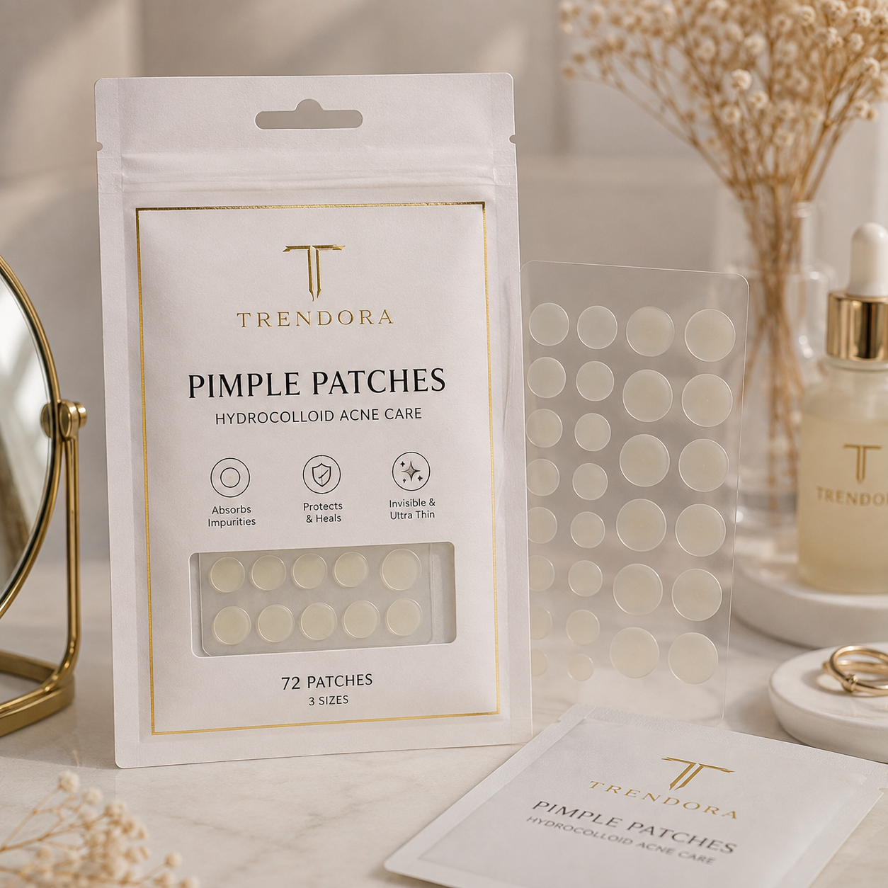 Trendora Hydrocolloid Pimple Patches – Plasturi pentru Coșuri (72 Bucăți)