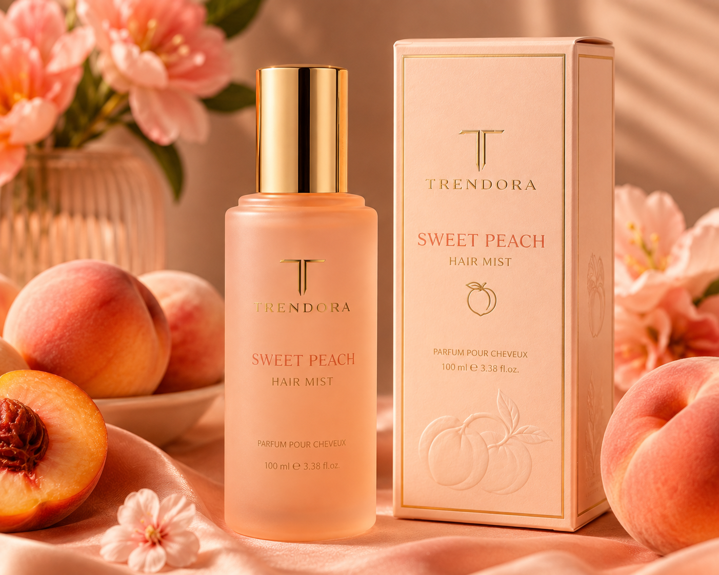 Trendora Sweet Peach Hair Mist – Parfum Premium pentru Păr 100 ml