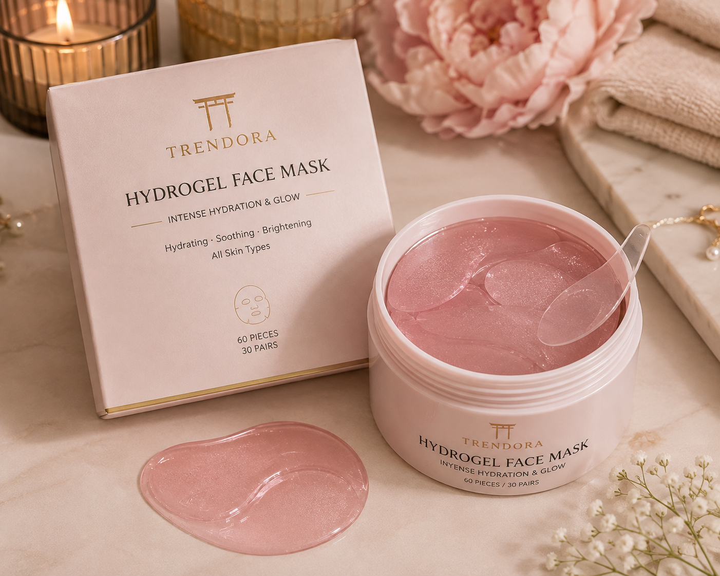 Trendora Hydrogel Face Mask Premium – Mască Hidrogel pentru Hidratare Intensă și Glow