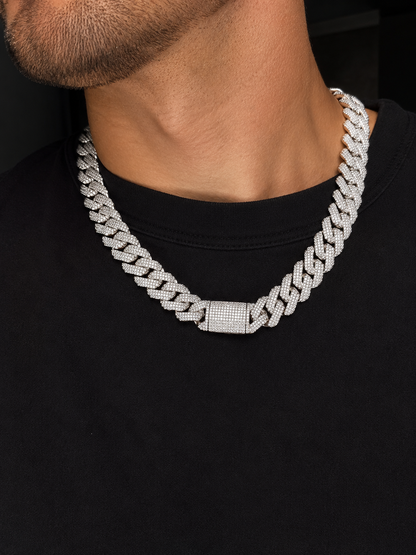 Lanț Cuban Iced Out Premium Argintiu – Luxury Edition | Trendora