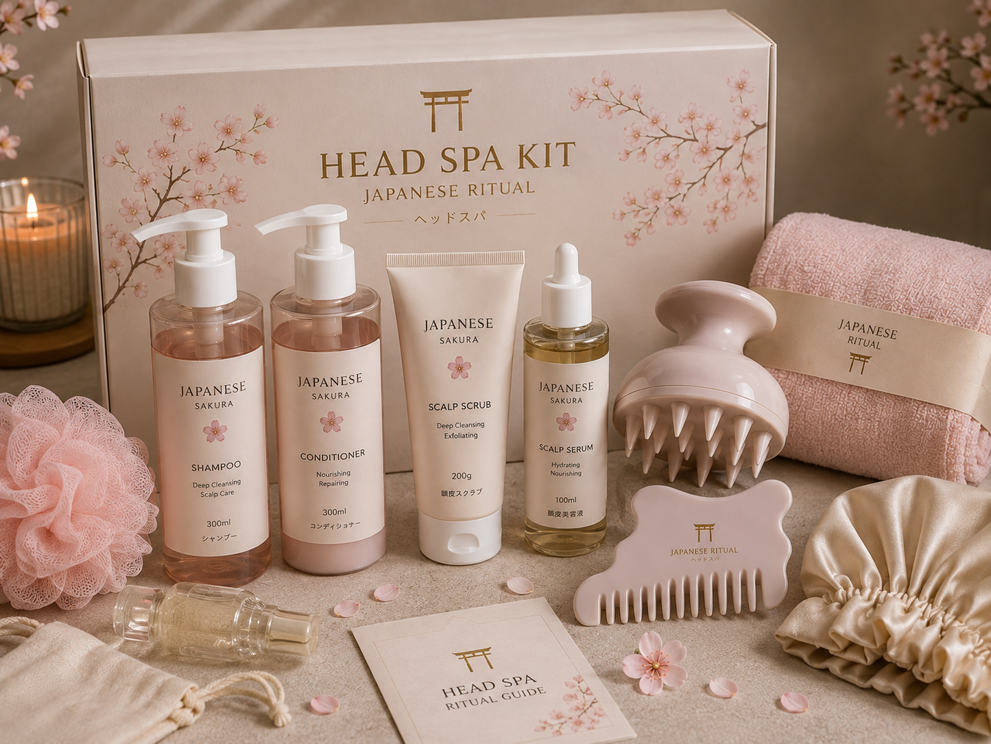 Trendora Japanese Head Spa Kit – Ritual Premium pentru Îngrijirea Scalpului și a Părului