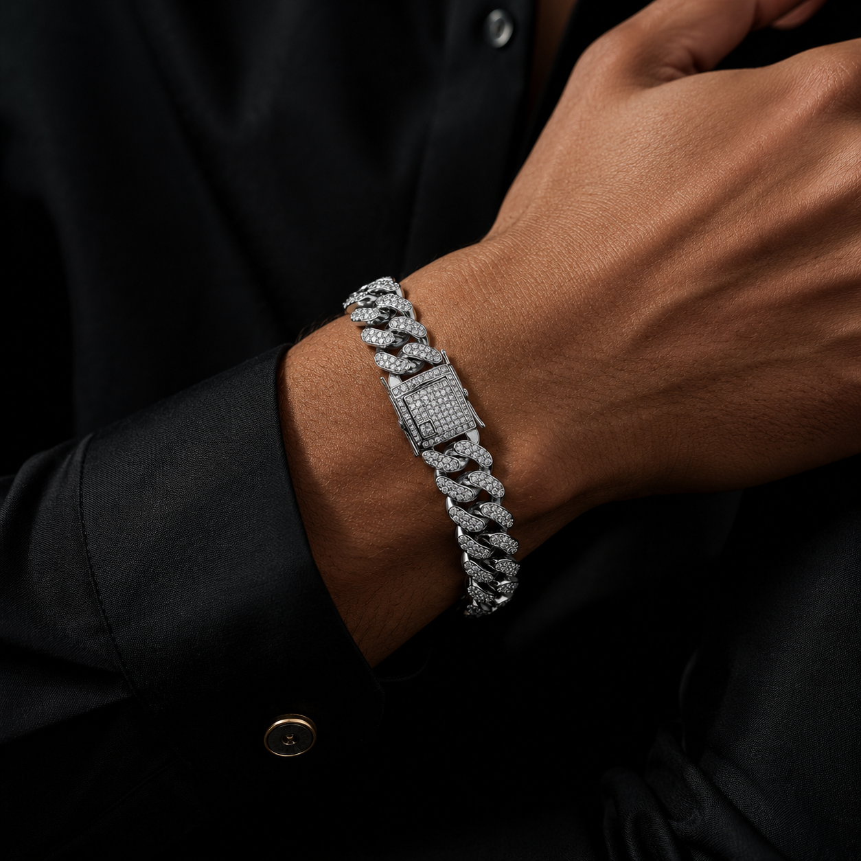 Brățară Cuban Iced Out Premium Argintie – Luxury Edition | Trendora
