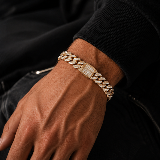 Brățară Cuban Iced Out Gold Premium – Luxury Edition | Trendora