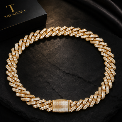 Lanț Cuban Iced Out Premium Argintiu – Luxury Edition | Trendora