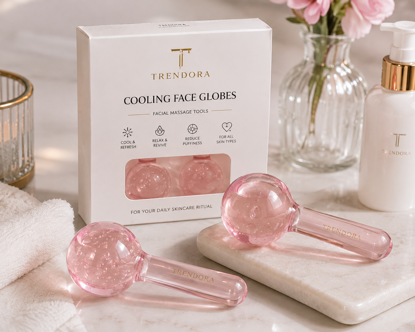 Trendora Cooling Face Globes – Globuri Reutilizabile pentru Masaj Facial și Răcorire