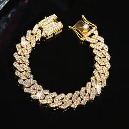 Brățară Cuban Iced Out Gold Premium – Luxury Edition | Trendora