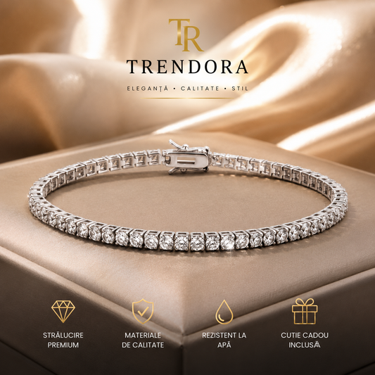 Brățară Tennis Luxury Silver – Cristale Strălucitoare & Design Elegant | Trendora
